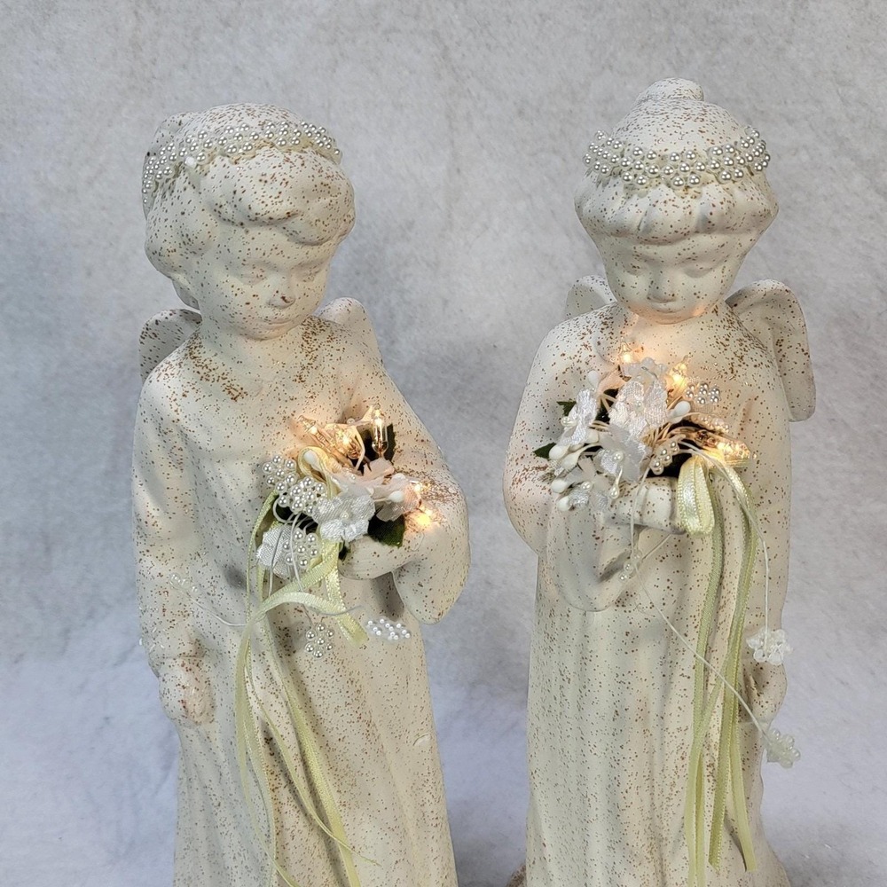 House of Lloyd Heavenly Lights Angel Figurines Set 2 Lighted Christmas 1991